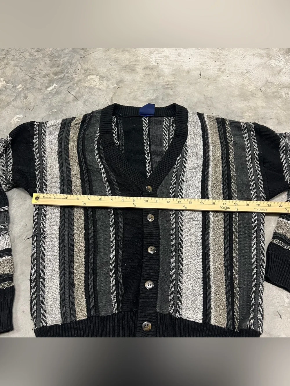 Vintage Cardigan Mens Large Knit Acrylic 80s 90s Retro Sweater John Blair Coogi